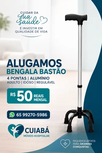 bengala de 4 pontas é um auxílio ortopédico que serve para dar mais estabilidade,