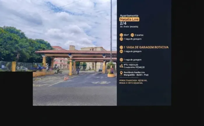 Moura Gesrtor Imobiliario Vende Apartamento no Natália Lins com 2x4, Mangueirão, Belém, Pa