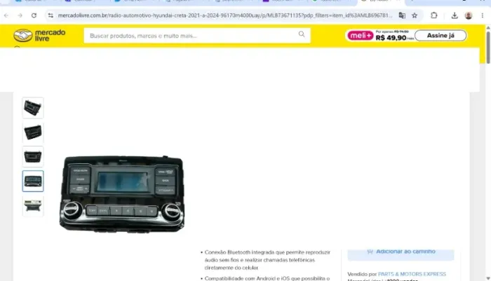 Rádio Automotivo Hyundai Creta 2021 A 2024 96170m4000uay