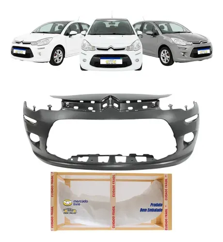 Parachoque Dianteiro Citroen C3 2013 14 15 16 17 18 19 2020 Preto Liso Para Pintura