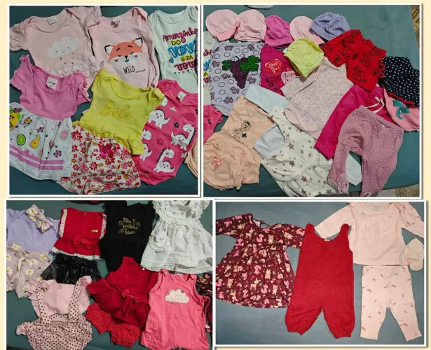 Lote de roupas de bebê menina