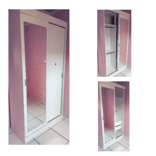 Guarda-roupa Solteiro Madesa Tokio 2 Portas De Correr Com Espelho 2 Gavetas