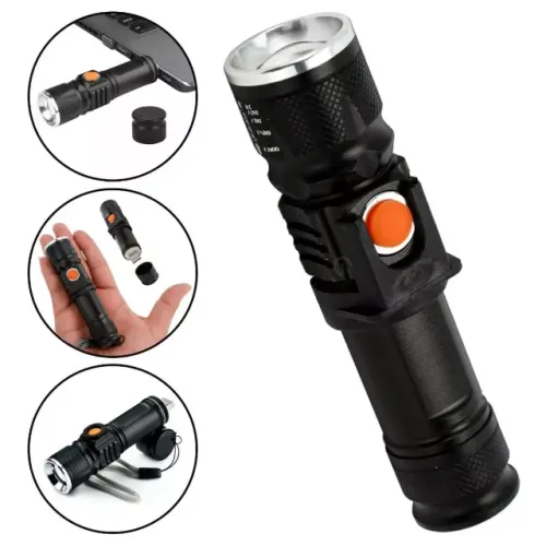 Lanterna Profissional Tática Led T6 Recarregável Usb Longo Alcance