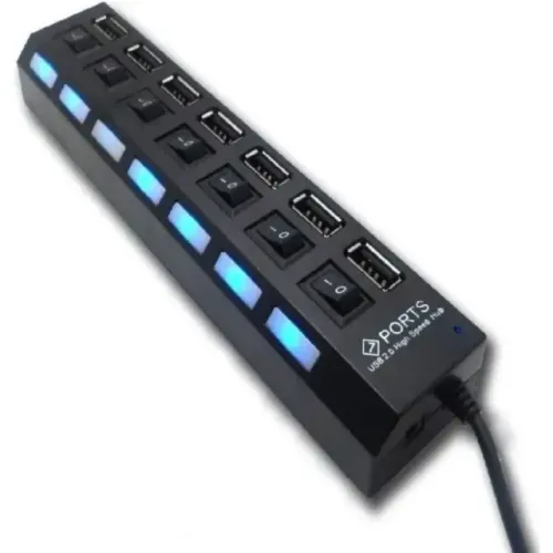 Hub USB 2.0 7 Portas Chaveado ON/OFF Exbom UH-2S7 - WZetta