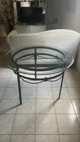 Mesa jantar vídro  12mm e ferro rústico luxo 