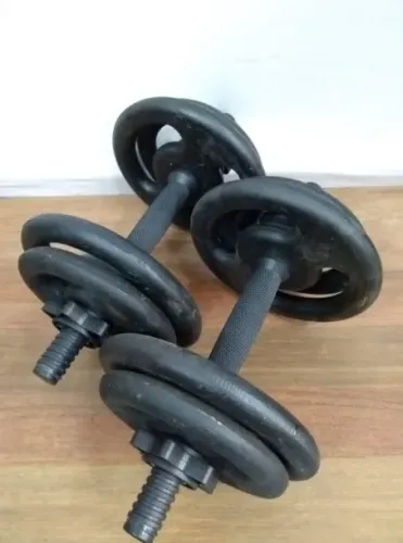 Kit Fitness: Anilhas, Barra curta c/ Rosca e Porca