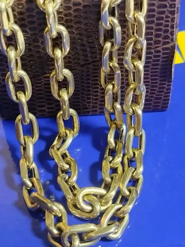 Cordão Cadeado Ouro 18 Kilates Oco Peso 23.20 Gramas 6 mm 65 Cm 