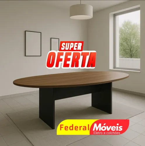 Mesa Oval de Reunião 0,75x2,00x1,10 - Perfeita para equipes e reuniões!