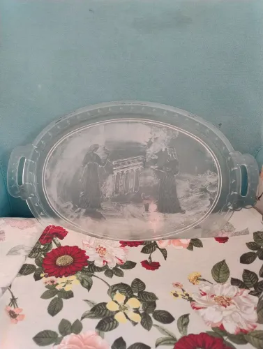 Bandeja de plástico resistente decorativa retrô com imagem grega