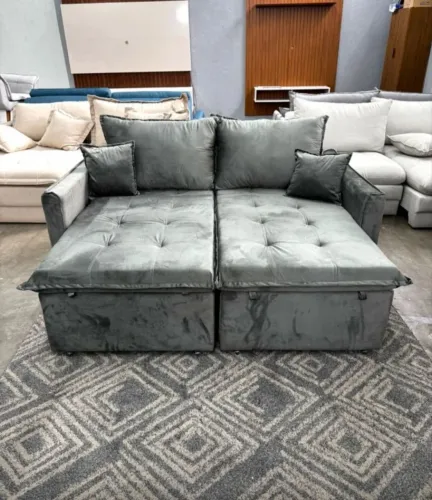 Sofá Retratil Suede Cinza sem Caixa
