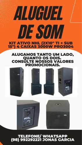ALUGUEL de Som ativo NHL 3000W PRO3004