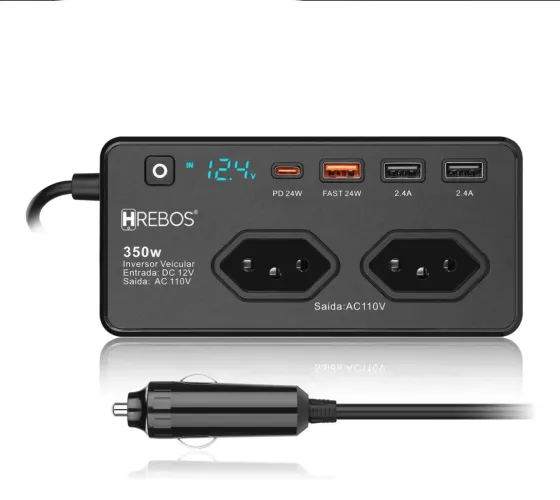 Inversor de tensão 12V Cinzero veicular P/ tomada 110V- P/ Starlink Mini sem oscilação