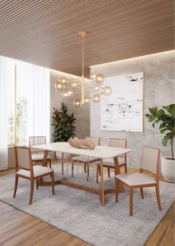 Mesa de Jantar Moderna 4 Cadeiras Safira t76