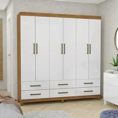 Guarda-roupa de casal D22 Carioca Móveis 6 portas