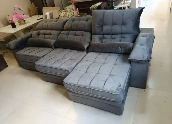 Sofa retratil reclinável 2,90 cinza chumbo novo