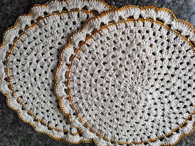 Jogo de sousplat elegance crochê