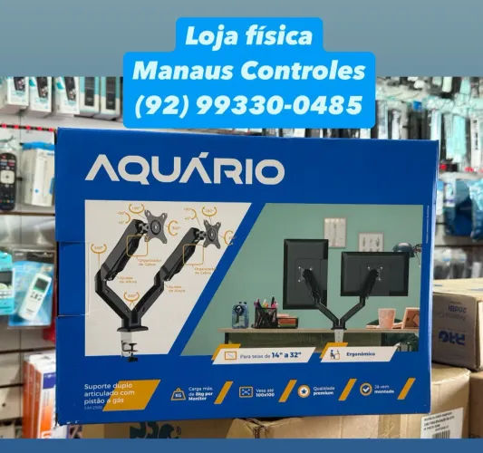 Suporte de Monitor Duplo Articulado com Pistão a Gás - AQUÁRIO