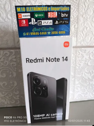 xiaomi redimi note 14 256gb 8gb ram novo lacrado SÓ VENDA