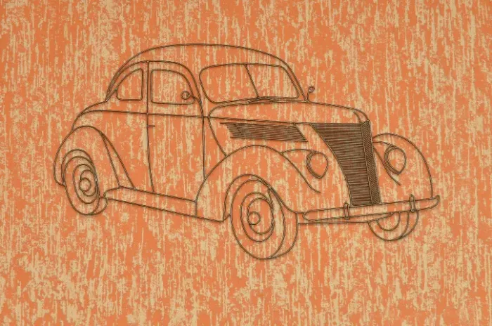 "Ford 1937" Escultura de parede em arame