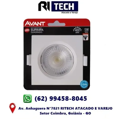 Spot Quadrado Supimpa 3000K Amarela 400 Lumens 5W Avant Bivolt Corpo Difusor Policarbonat