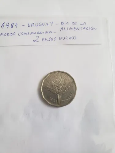 Moeda comemorativa urugaia $2 pesos novos