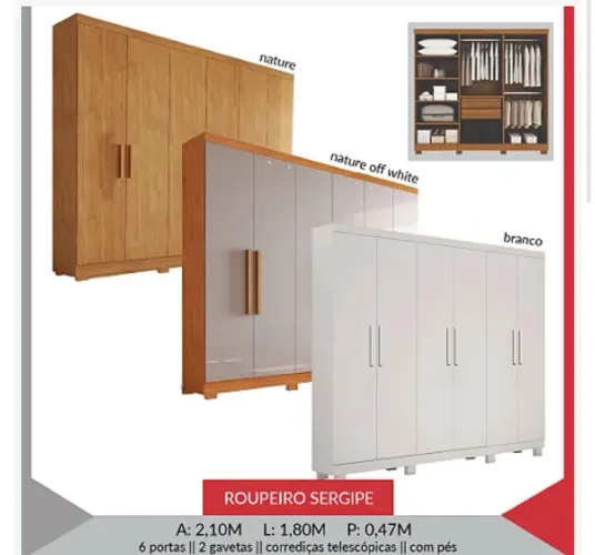 Guarda Roupa 6 Portas - Várias Cores