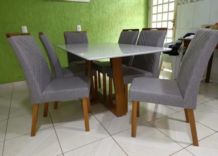 Mesa de jantar lótuss 6 cadeiras 