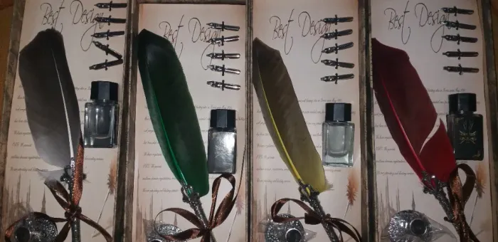  Conjunto de 4 jogos de canetas pena tinteiros