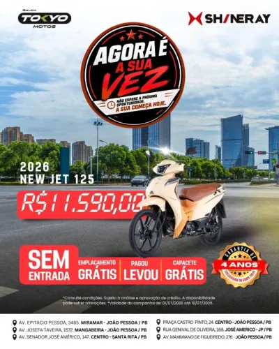 Shineray New Jet 125 2027 0km - Financie 100% Sem Entrada em até 48x