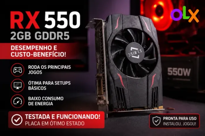 Placa de video rx 550 funcionando 100% boa pra vender logo