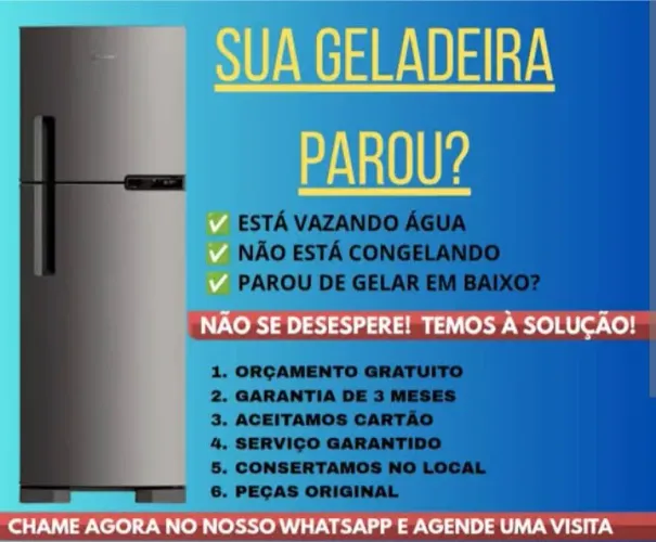 Manutenção e conserto de geladeira, freezer e bebedouros.