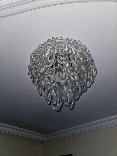Lustre de Teto Grande Argolas de Vidro Cristal Transparente - Modelo Designer