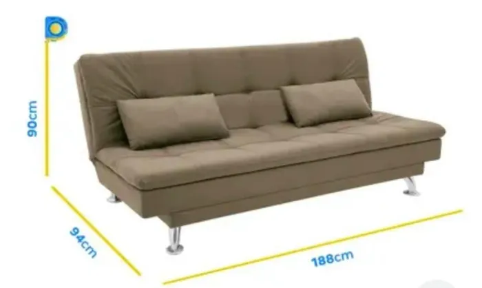 Sofá cama em suede