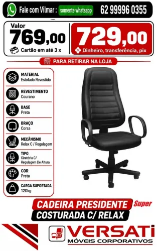 cadeira pra escritorio giratoria presidente super ( produto novo )
