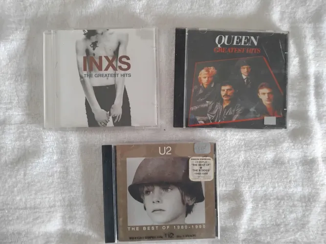 Lote 3 CDs Rock Anos 80 (Queen + U2 Duplo + INXS) - Originais