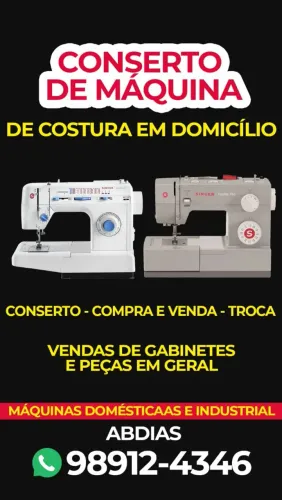 Conserto máquina de costura doméstica industrial domicílio *