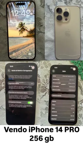 Vende se iPhone 14 Pro 256gb 81% bateria todo original 