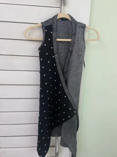 Vestido John John brilhoso transpassado PP