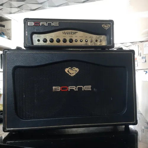 Amplificador Borne warrior siguinature cacal Santos cabeçote e gabinete 2 de 12