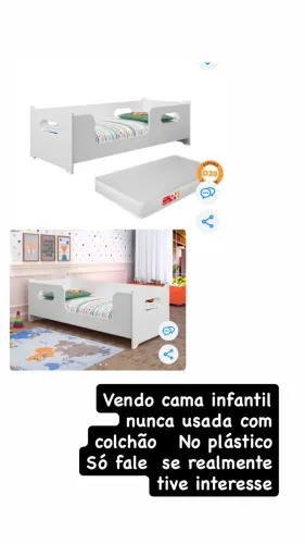 Vendo cama infantil nunca usada vai com colchão novo no plástico