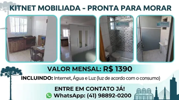 Kitnet Mobiliada próximo terminal do Carmo 