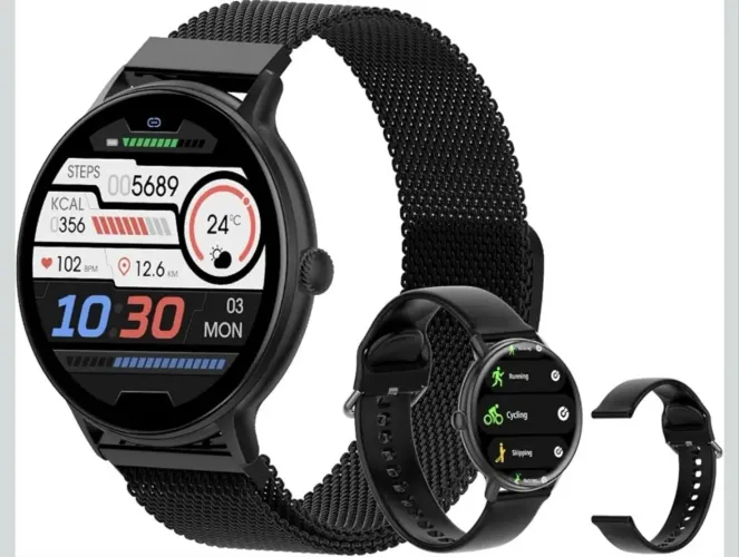 Smartwatch PEJE ZW17 com Tela AMD, 1ATM e 2 Pulseiras?123+ Modos Esportivos