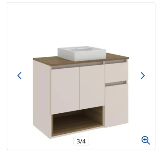 Gabinete banheiro suspenso 80cm c/ 3 portas, 1 gaveta e 1 Cuba inclusa, novo e montado.