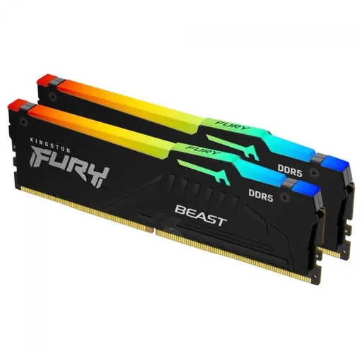 Memória DDR5 Kingston Fury Beast, RGB, 16GB (2x8GB), 6000Mhz, Black