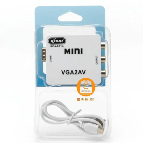 Conversor, Adaptador VGA para AV (PC, Notebook, TV, Videogame, Projetor etc) 