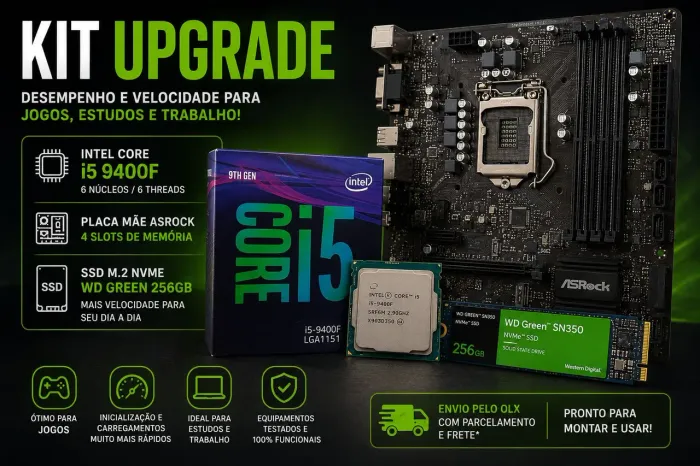 Kit Upgrade Intel i5 9400F + Placa Mãe + SSD 256GB | Ótimo Estado