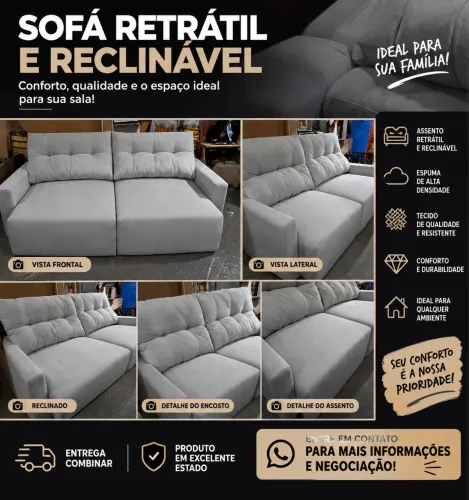 Sofá retrátil reclinável
