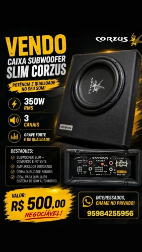Vende-se subwoofer 8" corzus 350w rms