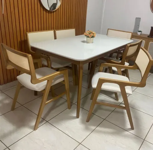 MESA DE JANTAR 160x90 COM 6 CADEIRAS