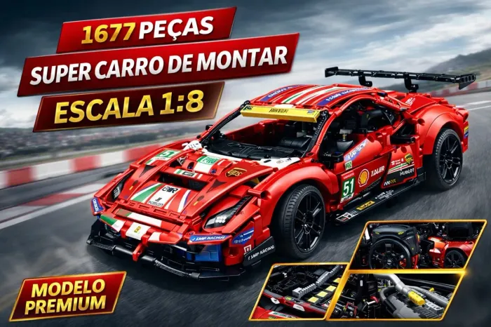 Ferrari Grande 1677 Peças - Tipo LEGO Technic - Completo